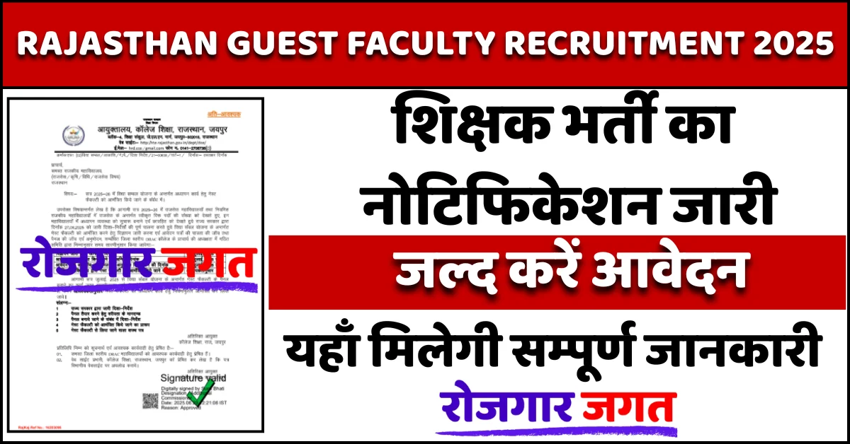 Rajasthan Guest Faculty Recruitment 2025