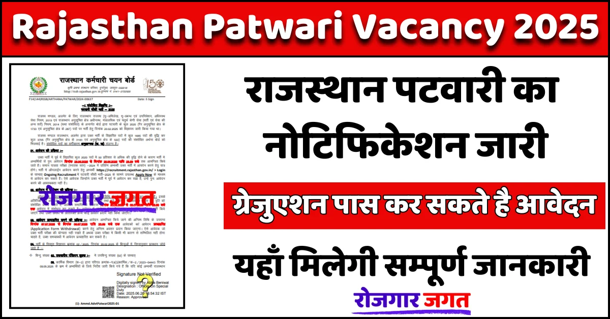 Rajasthan Patwari Vacancy 2025