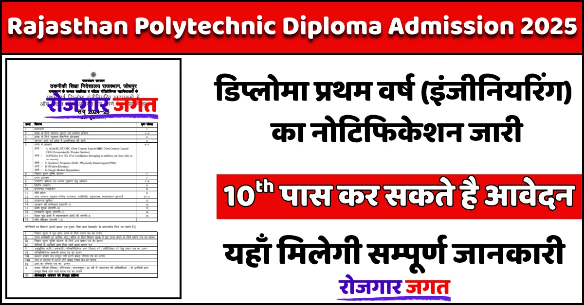 Rajasthan Polytechnic Diploma Admission 2025