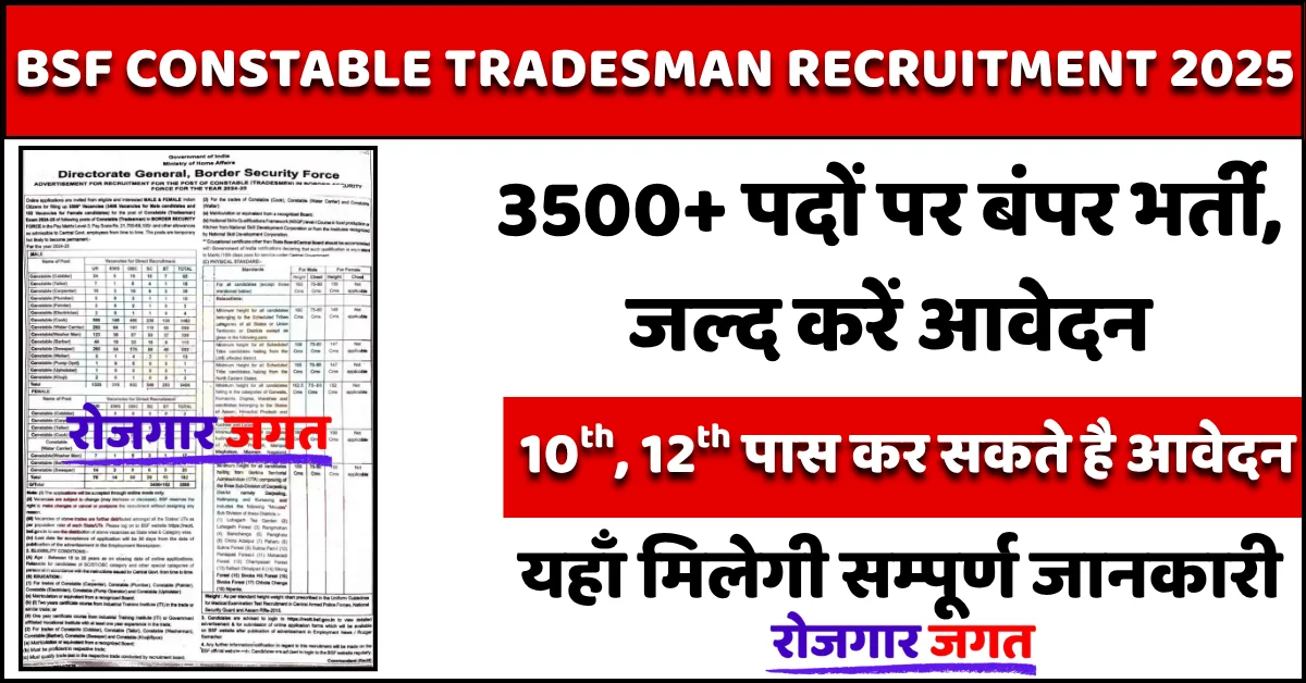 BSF Constable Tradesman Recruitment 2025