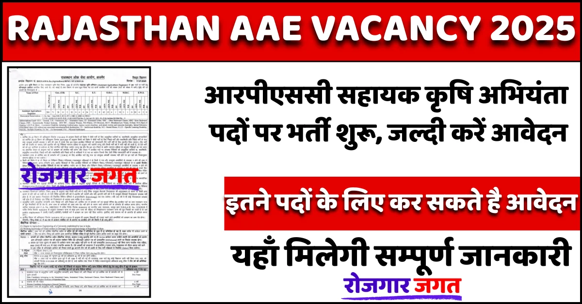RPSC Assistant Agricultural Engineer Vacancy 2025
