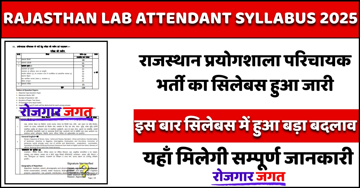 Rajasthan Lab Attendant Syllabus 2025