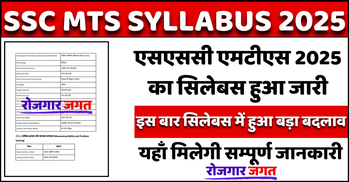 SSC MTS Syllabus 2025 in Hindi